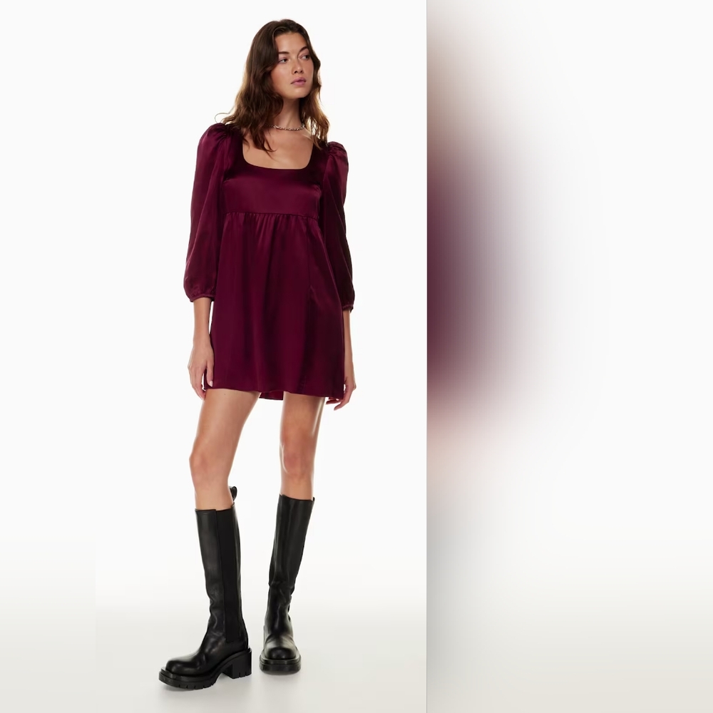 NWT Sunday Best Cursive Dress in Marooned Red - Picture 2 of 6